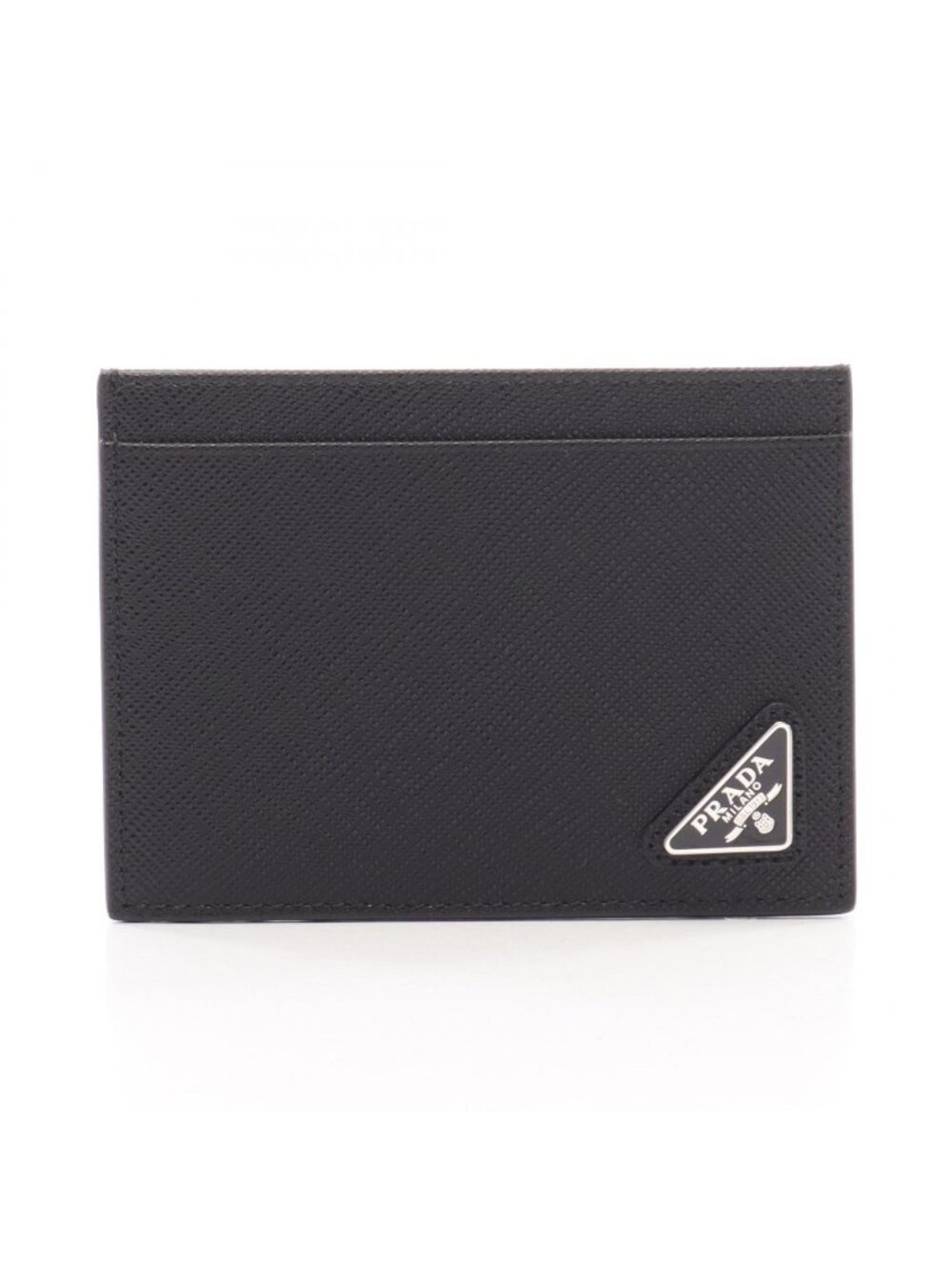 Prada Card Case Saffiano Triang Leather